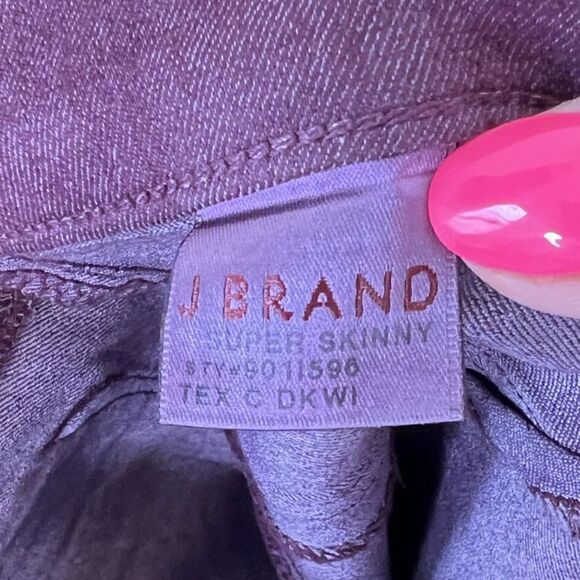 J Brand Burgundy Coated Denim Super Skinny Jeans - Picture 8 of 9